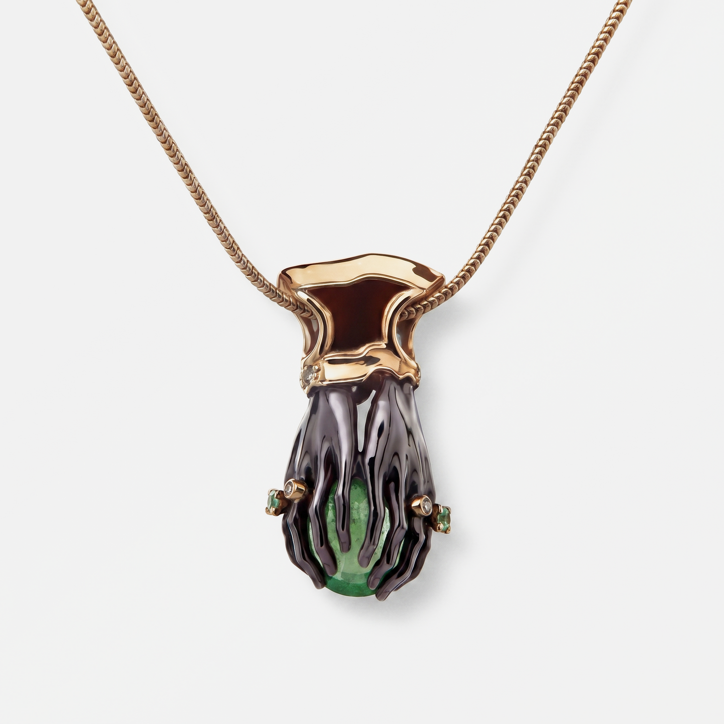 Green Tourmaline Hand Pendant