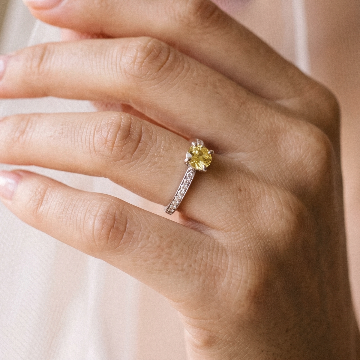 Citrine & Diamond Engagement Ring in 9ct or 18ct Gold