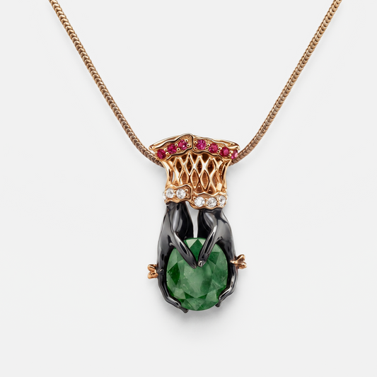 Green Tourmaline Hand Pendant