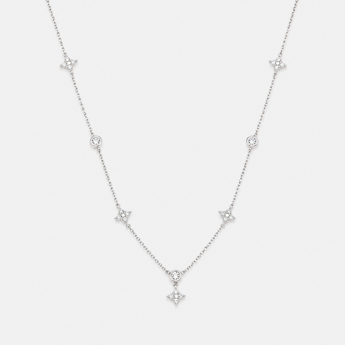 Leaf Moissanite Station Necklace - Gold Vermeil