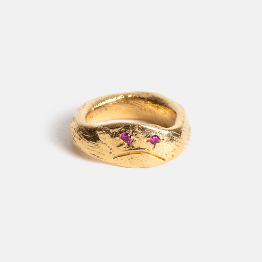 Sculptural Smile Face Ring