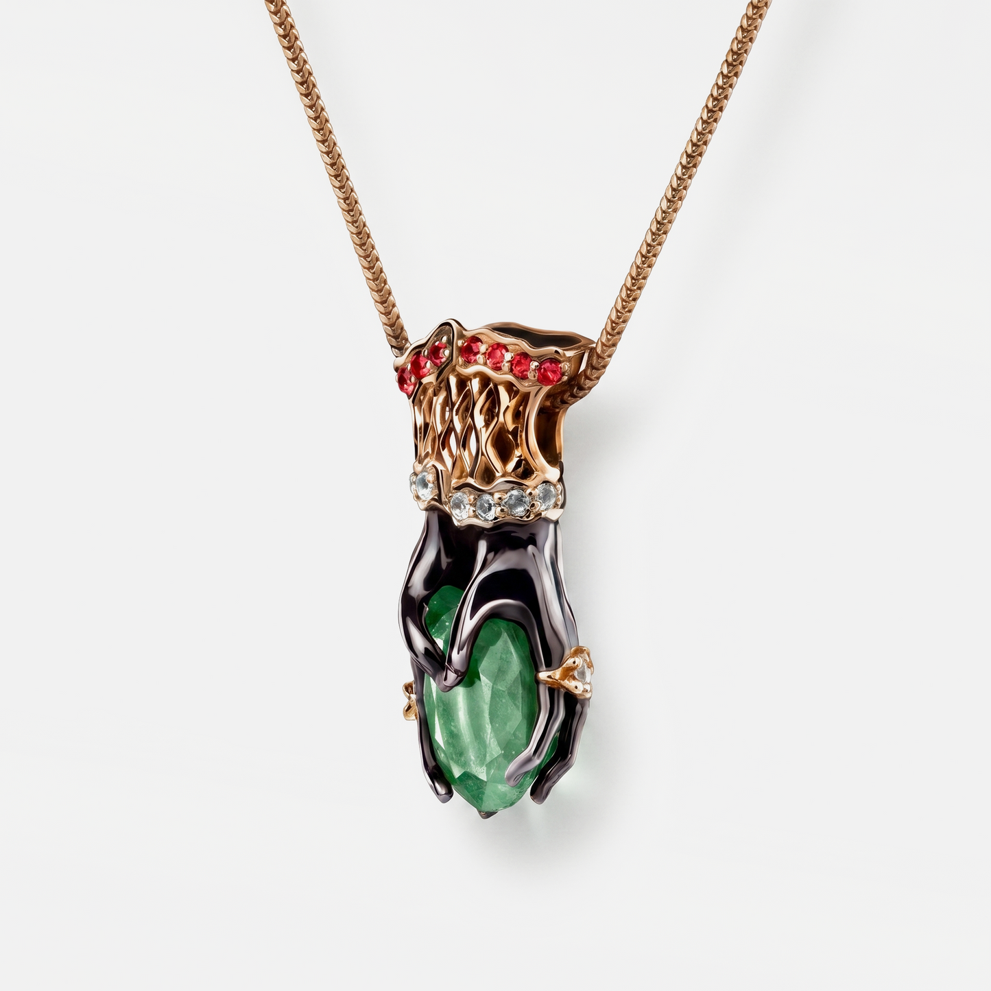 Green Tourmaline Hand Pendant