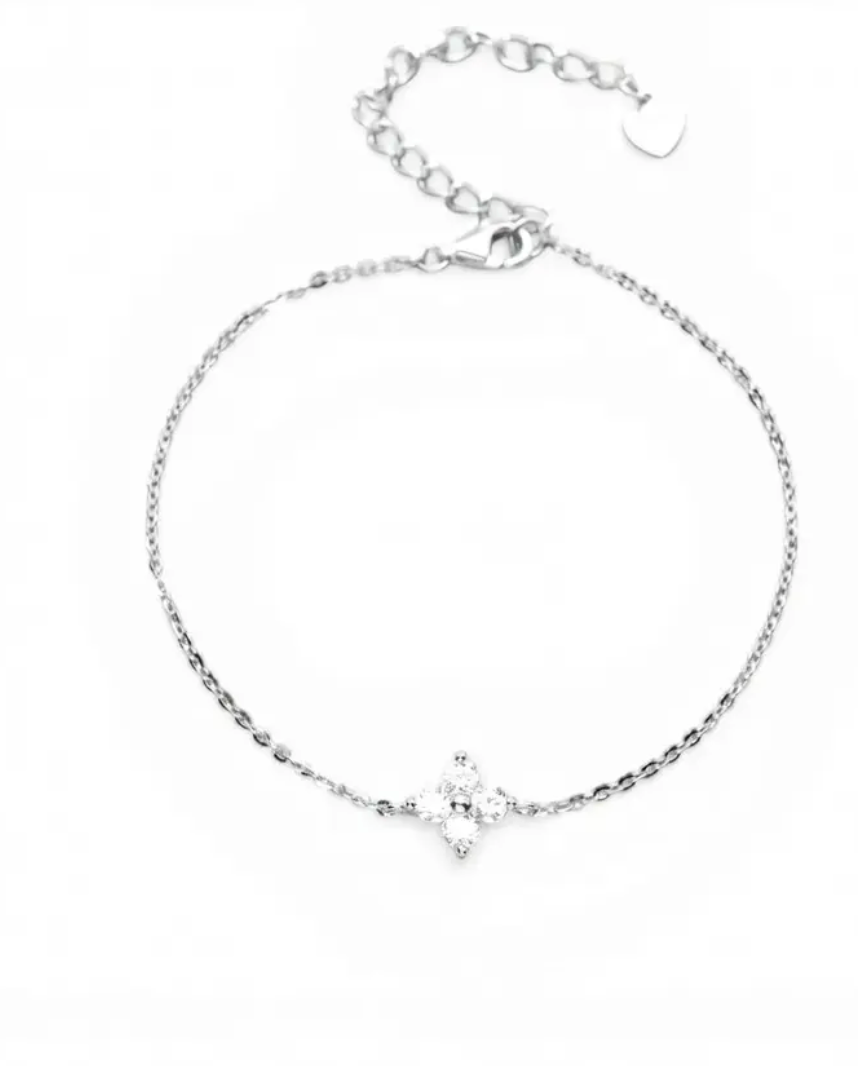 Flower 925 Silver Moissanite Bracelet