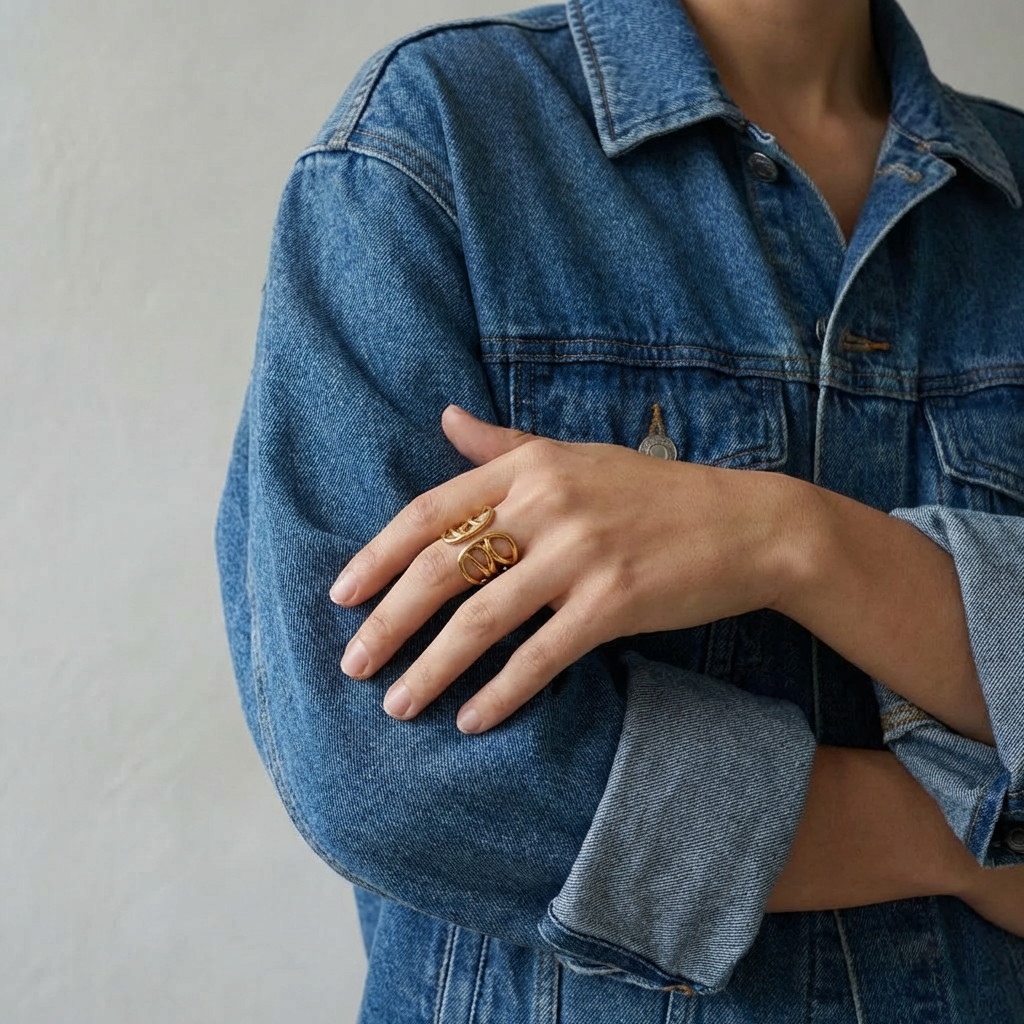 Adjustable Double-Sided Brass Ring – Gold Finish