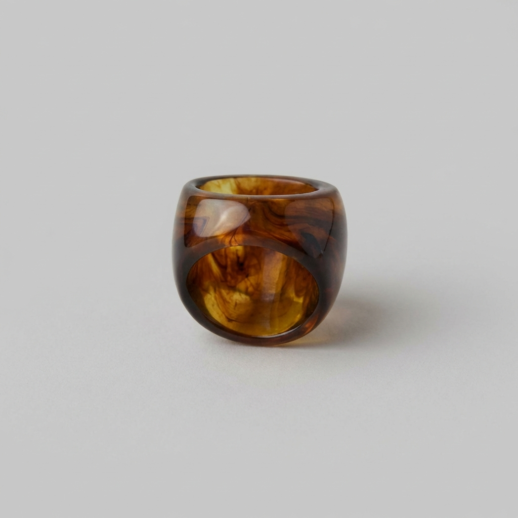Amber Effect Resin Dome Ring Bold Sculptural Statement