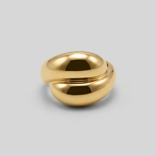 Gold Finish Dome Ring Sculptural Steel Statement
