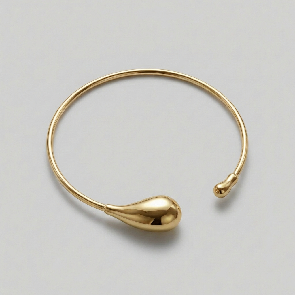 Yellow Gold Colour Finish Japanese Drop Necklace Sculptural Open Choker