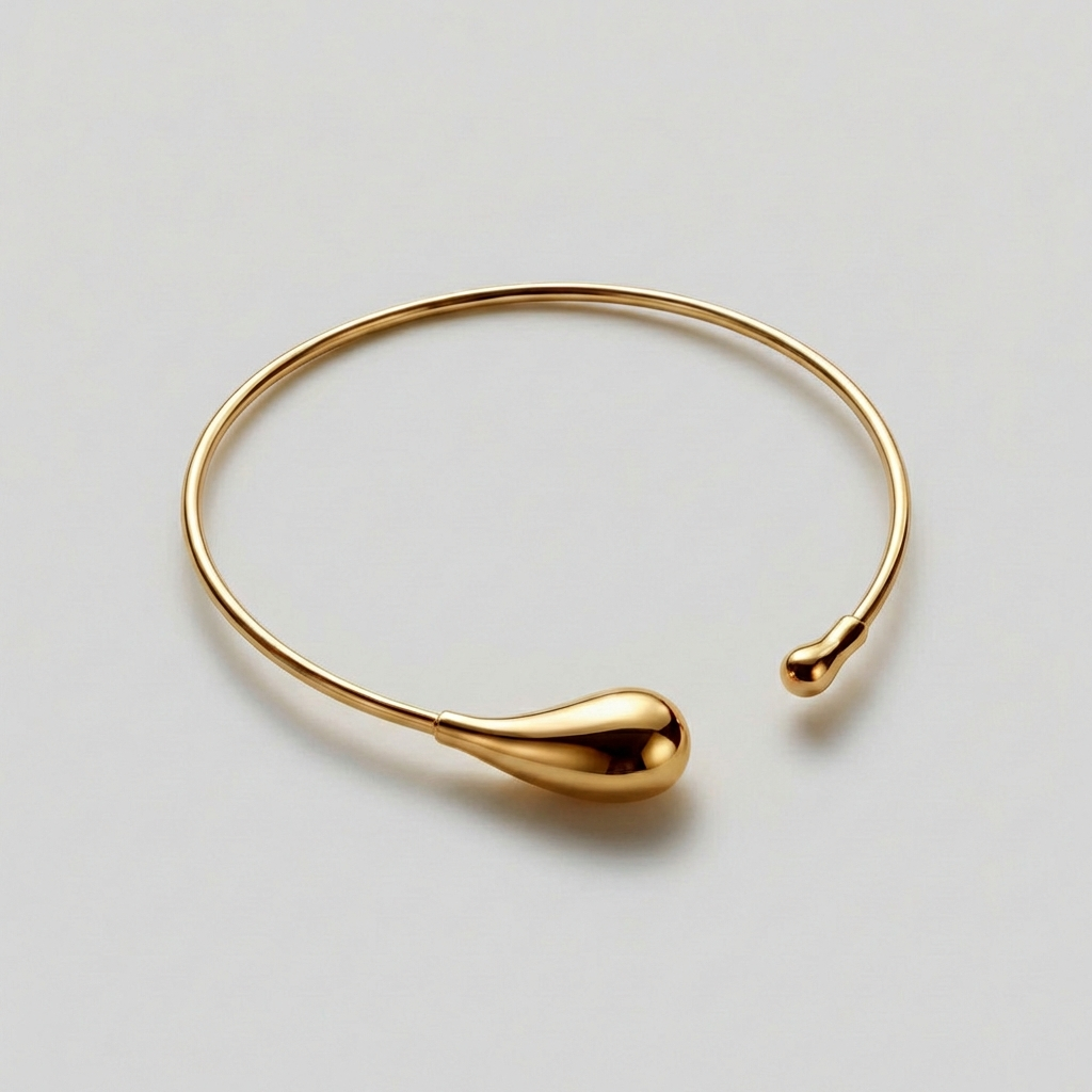 Yellow Gold Colour Finish Japanese Drop Necklace Sculptural Open Choker