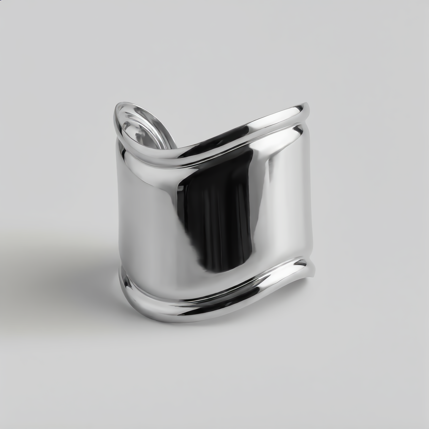 Silver Finish Sculptural Cuff Bracelet