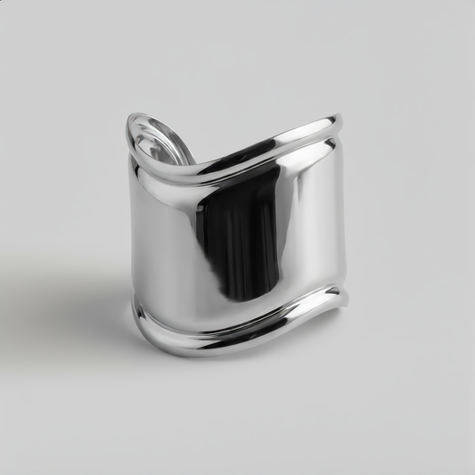 Silver Finish Sculptural Cuff Bracelet