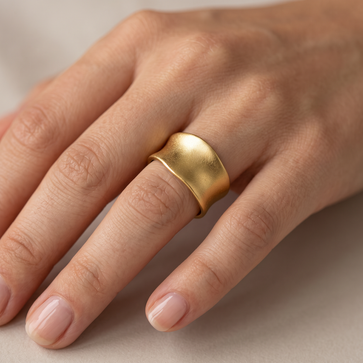 Sculpted Flow Gold-Plated Statement Ring – 925 Sterling Silver